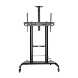 Aisens Soporte de Suelo ECO con Ruedas y Manivela - Bandeja para DVD y Soporte de Camara para Monitor/TV - Hasta 100Kg - De 60 a 100 Pulgadas - Color 