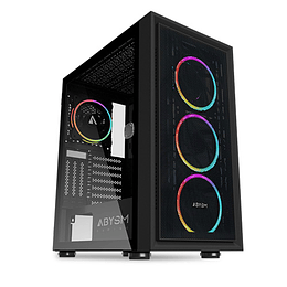 Abysm Danube Kamp Black Caja Torre ATX, ITX, Micro ATX - Lateral Cristal Templado - 3.5" y 2.5" - USB-A y Audio - 4 Ventiladores ARGB Instalados - Sop