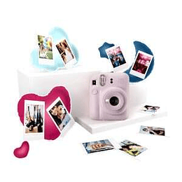 Fujifilm Pack Best Memories Instax Mini 12 Lilac Purple Camara Instantanea + Film Instax Mini 10ud. + 3 Portafotos - Tamaño de Imagen 62x46mm - Flash 