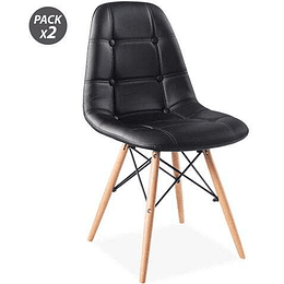 Muvip Design D300 Pack de 2 Sillas Multifuncionales - Patas de Madera - Uso en Interior - Ideal para Sala de Espera, Comedor, Cocina etc... - Color Ne