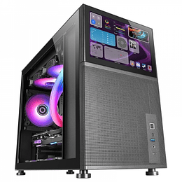 Mars Gaming MC-LCD Caja PC Gaming - Diseño Compacto Micro-ATX - Pantalla LCD IPS 8" - Conectividad USB-C y USB 3.0 - Soporte Refrigeracion Liquida - E