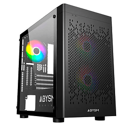 Abysm Danube Inva MX202 Caja Torre ITX, micro ATX - Lateral Cristal Templado - 3.5" y 2.5" - USB-A, USB-C y Audio - 3 Ventiladores ARGB Instalado - So