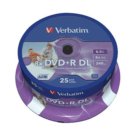 Verbatim DVD+R Doble Capa Printables 8x 8.5GB (Tarrina 25 Uds)