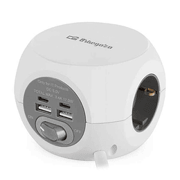 Orbegozo EN 4000 - Enchufe 7 en 1 con Tomas de Tierra y Conexiones USB-C - Compacto y Seguro - Ideal para Viajes - Cable de 1.5 Metros - Carga Multipl