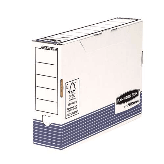 Fellowes Bankers Box Caja de Archivo Definitivo 80mm Folio - Montaje Fastfold - Carton con Certificacion FSC - Medidas Internas 80x 360x255mm - Color 