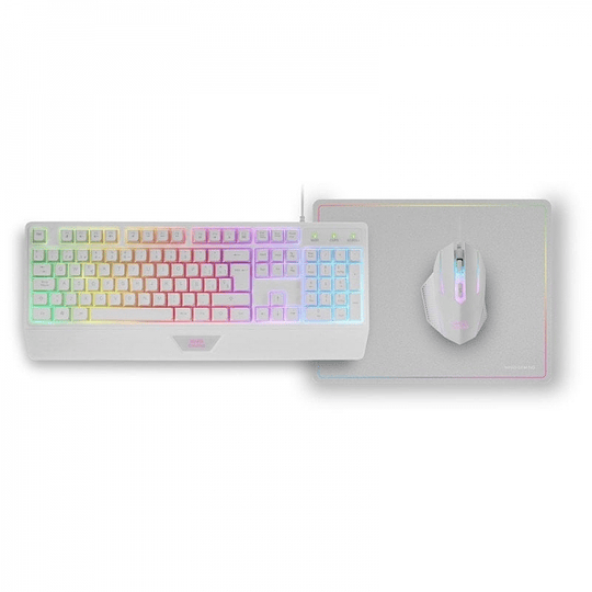 Mars Gaming MCP124 Combo Gaming 3en1 - Teclado H-Mech Ergonomico - Raton RGB Switches HUANO - Alfombrilla Nanotextil Rainbow - Compatibilidad Multipla