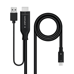 Nanocable Cable Conversor HDMI Macho a USB-C Macho - Longitud 1.8m - Color Negro