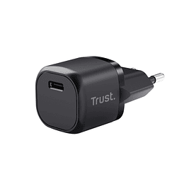 Trust Cargador USB-C 20W Ultrarreducido - Potente Salida de 20W - Compatible con Carga PD y PPS - Protecciones Contra Sobrecarga y Cortocircuito