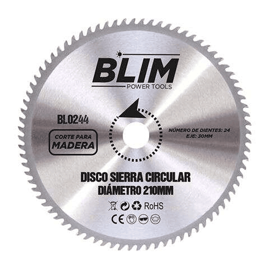 Blim Disco Corte de Madera para Sierra 210mm - 24 Dientes con Recubrimiento en Carburo de Tungsteno