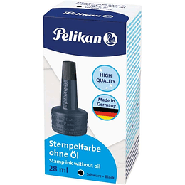 Pelikan Bote de Tinta para Tampones 28ml - Sin Aceite - Secado Rapido - Resistente al Agua - Color Negro