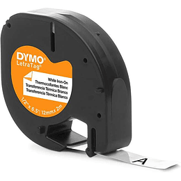 Dymo LetraTag S0718850 Cinta de Etiquetas Textiles de adhesion por plancha Original para Rotuladora - Texto negro sobre fondo blanco - Ancho 12mm x 2 