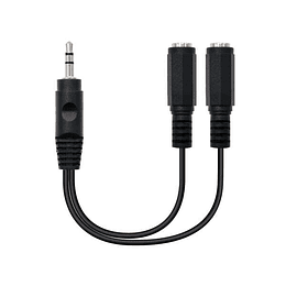 Nanocable Cable Audio Estereo 2x Jack 3.5mm Hembra a Jack 3.5mm Macho 0.15m - Color Negro