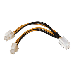 Aisens Cable de Alimentacion para Microprocesador - 4pin/H-4+4pin/M - 15cm - 100% Cobre - Color Negro