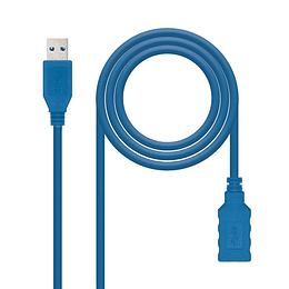 Nanocable Cable USB 3.0, A/M-A/H, Azul, 1 m