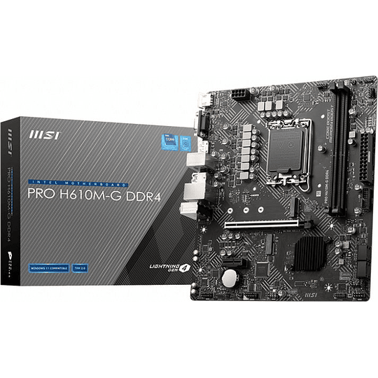 MSI Placa Base PRO H610M-G Intel 1700 2xDDR4 - HDMI, VGA, DP, M.2, USB3.2, MicroATX