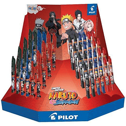 Pilot Naruto Expositor de 24 Boligrafos Frixion Clicker + 24 Boligrafos Frixion Ball - Borrables - Recargables - Colores Surtidos