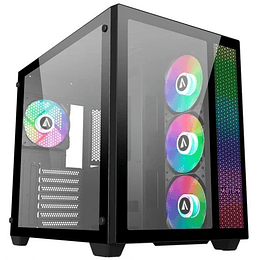 Abysm Gaming Danube SAVA ARGB Caja Semi-Torre ATX, Micro-ITX, micro ATX - Frontal y Lateral Cristal Templado - 3.5" y 2.5" - USB-C 3.2, USB-A 3.2 y Au