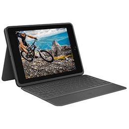 Logitech Rugged Folio Funda con Teclado Inalambrico para iPad 7ª y 8ª Generacion 10.2" - Escritura Silenciosa - Teclas de Acceso Directo - Antiderrame