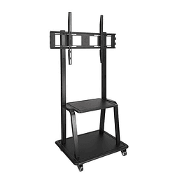 Tooq Soporte de Pantalla de Suelo con Ruedas 37"-100" - Bloqueo de Ruedas - Dos Estantes - Peso Max 150Kg - VESA 800X600mm - Color Negro