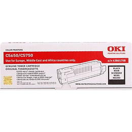 OKI C5650/C5750 Negro Cartucho de Toner Original - 43865708