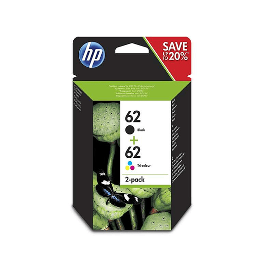 HP 62 Negro + Color Pack de 2 Cartuchos de Tinta Originales - N9J71AE