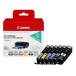 Canon PGI550/CLI551 Pack de 6 Cartuchos de Tinta Originales - 6496B005