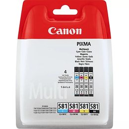 Canon CLI581 Pack de 4 Cartuchos de Tinta Originales - 2103C004/2103C007