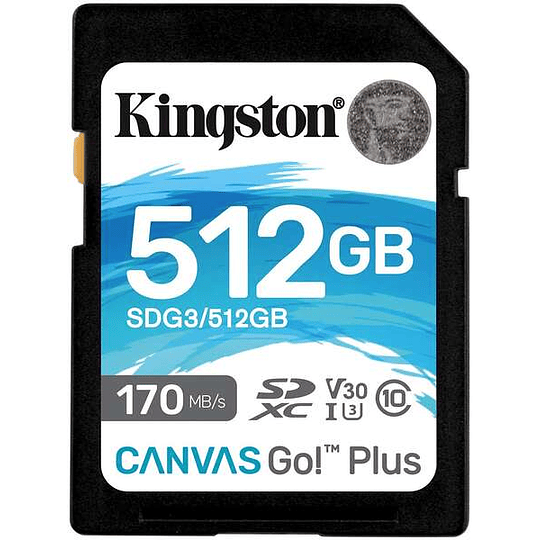 Kingston Tarjeta SDXC 512GB UHS-I U3 V30 Clase 10 170MB/s Canvas Go Plus