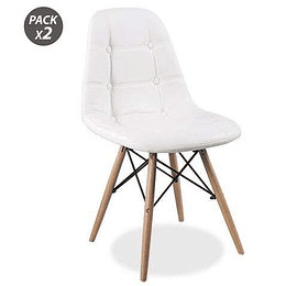 Muvip Design D300 Pack de 2 Sillas Multifuncionales - Patas de Madera - Uso en Interior - Ideal para Sala de Espera, Comedor, Cocina etc... - Color Bl