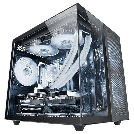 Mars Gaming MC-NOVAM Minitorre - Doble Cristal Templado - Hasta 7 Ventiladores - Modular - USB-C y USB 3.0 - Compatible MicroATX y Mini-ITX - Color Ne