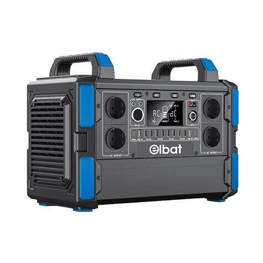 Elbat Generador de Energia Portatil - 1000W - Bateria de Litio 327.600Mah - Funcion BMS - Carga con Panel Solar - Incluye Adaptador Ac y Cargador de C