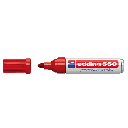 Edding 550 Rotulador Permanente - Punta Redonda - Trazo entre 3 y 4 mm. - Recargable - Secado Rapido - Color Rojo