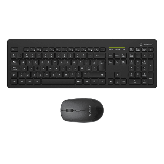 Unykach MK212 Pro Slim Wireless Pack de Teclado Inalambrico Slim 108 Teclas de Membrana + Raton Inalambrico 1600dpi, 3 Botones, Uso Ambidiestro - Colo