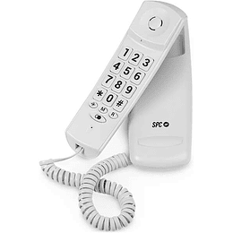 SPC Original Lite 2 Telefono Fijo - sin Pilas - sin Conexion a la Luz - Indicador Luminoso - 10 Memorias Indirectas - Compacto y Ligero - Color Blanco