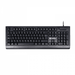 Coolbox TEC04DNI Teclado USB con Lector Inteligente de Tipo PC/SC 2.0 como DNIe o Tarjeta Sanitaria Española - Idioma Español - Color Negro