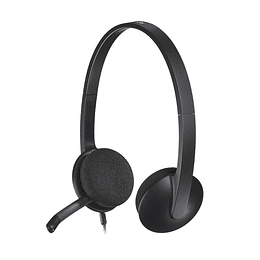 Logitech H340 Auriculares con Microfono USB - Microfono Plegable - Diadema Ajustable - Almohadillas Acolchadas - Cable de 1.80m - Color Negro