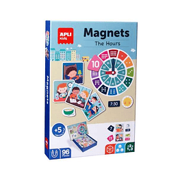 Apli Juego Magnetico Aprende las Horas - Ayuda a los Niños a Aprender las Horas - 96 Fichas Magneticas con las Partes del Reloj - Recomendado para Niñ