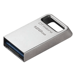 Kingston DataTraveler Micro Memoria USB 128GB - USB 3.2 Gen 1 - Ultracompacta y Ligera - Enganche para Llavero - Cuerpo Metalico (Pendrive)