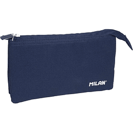 Milan Serie 1918 Estuche Portatodo 5 Compartimentos - Tejido Resistente a las Roturas y Rasgaduras - Medidas 22x12x4cm - Color Azul Oscuro