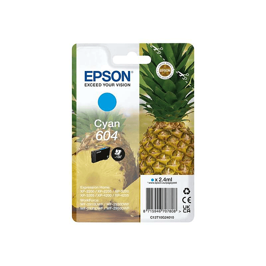 Epson 604 Cyan Cartucho de Tinta Original - C13T10G24010