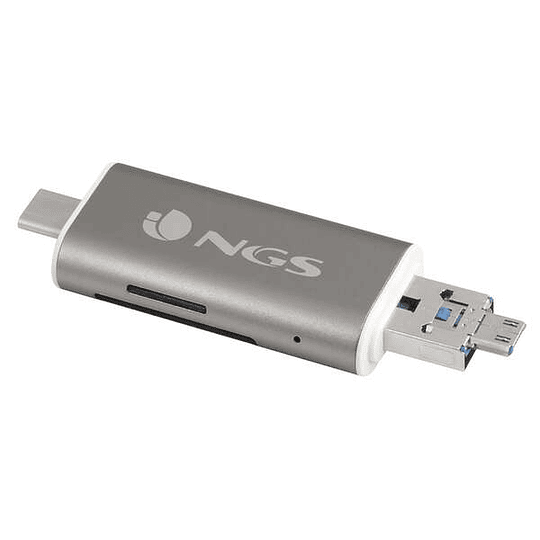 NGS 5 en 1 Mini Lector de Tarjetas USB-C - Micro USB y USB 2.0 - MicroSD y SD