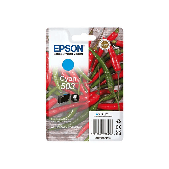 Epson 503 Cyan Cartucho de Tinta Original - C13T09Q24010