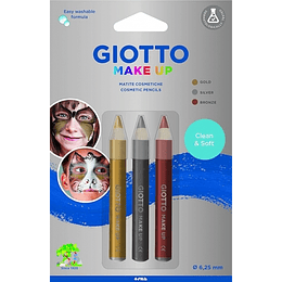 Giotto Make Up Metallic Pack con 3 Lapices Cosmeticos - Se Lava con Agua - Dermatologicamente Testado - Colores Metalicos Surtidos