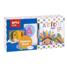 Apli Libro de Pegatinas Vocales Educativo - Tamaño 100x100x40 - 10 Paginas de Carton Rigido de 3mm - 5 Hojas de Gomets Removibles - Diseño Infantil co