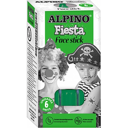 Alpino Fiesta Face Stick Pack con 6 Barritas de Pintura Facial - Sistema Retractil Giratorio - Se Lava con Agua - Testado Dermatologicamente - Color V