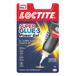 Loctite Superglue-3 Control Power Gel 3gr - Adhesivo Instantaneo Flexible y Extrafuerte - Resistente a Golpes. Torsiones y Vibraciones - Dosificacion 