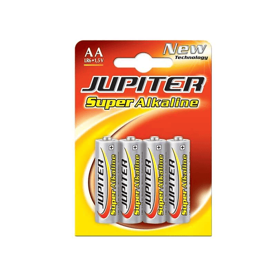 Jupiter Pack de 4 Pilas Alcalinas LR6 AA - Alta Tecnologia - Fiabilidad - Elevado Rendimiento - Maximas Prestaciones