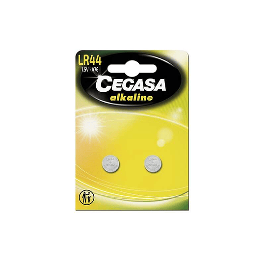 Cegasa LR44 Pack de 2 Pilas LR44 1.5V - Ideal para Mandos a Distancia, Juguetes y Termometros Digitales