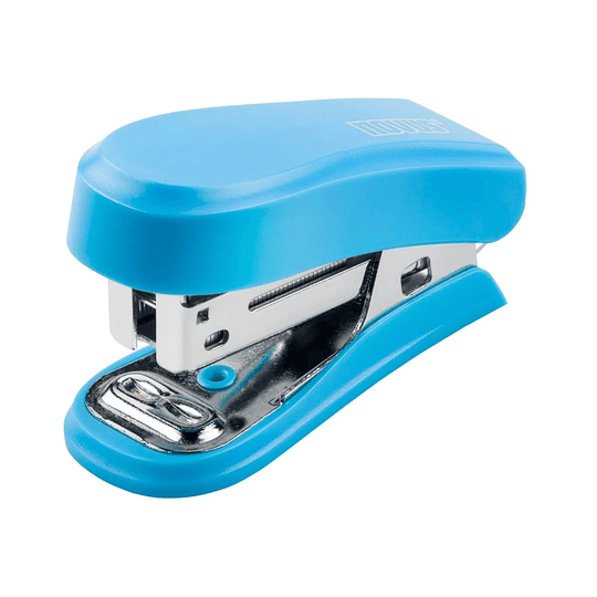 Novus Mini Grapadora Compacta - Hasta 12 Hojas - Grapado Cerrado y Abierto - Incluye 320 Grapas - Color Azul