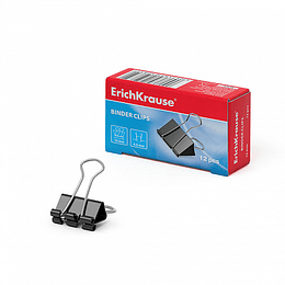 Erichkrause Pack de 12 Pinzas para Papeles 15mm - Capacidad hasta 55 hojas - Alambre de Acero de Alta Calidad - Color Negro